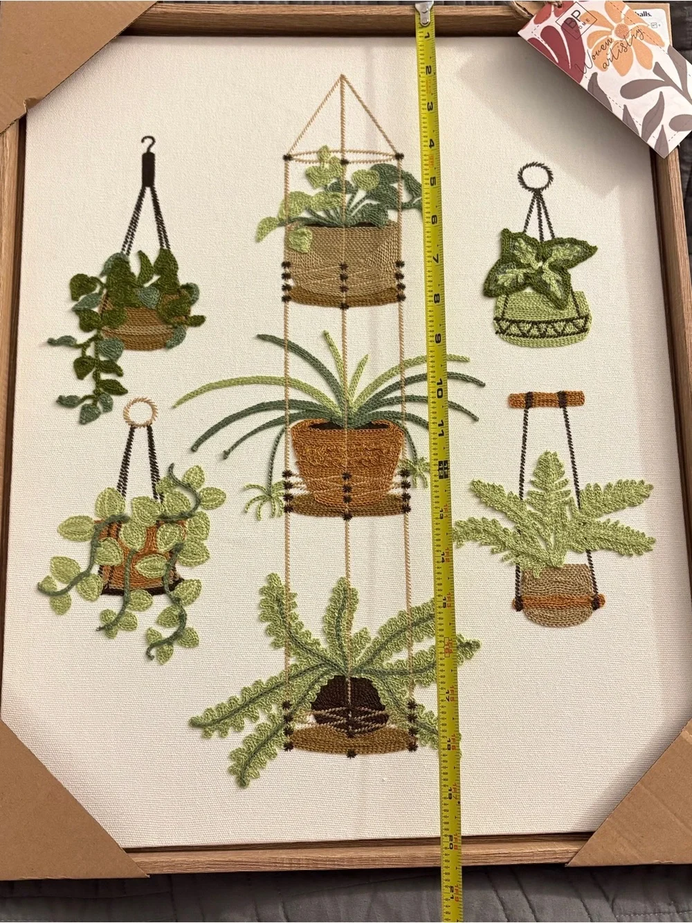 New BP Home Textile Embroidered Woven Wall Art Hanging House Plants 17” X 21”